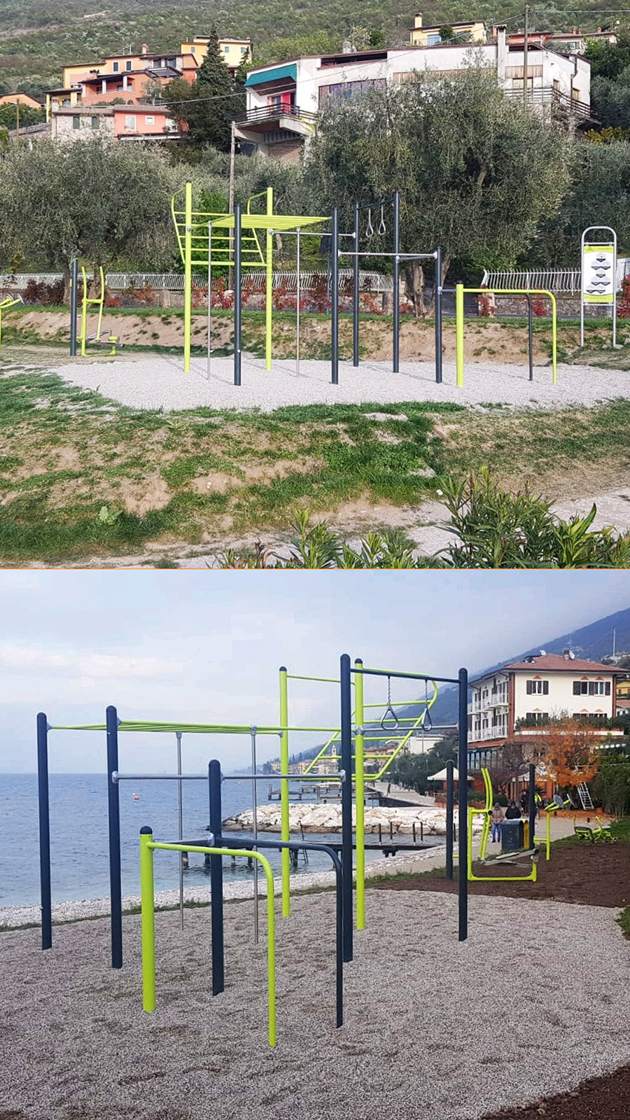 The calisthenics facilities are located along the new lake promenade of Brenzone sul Garda